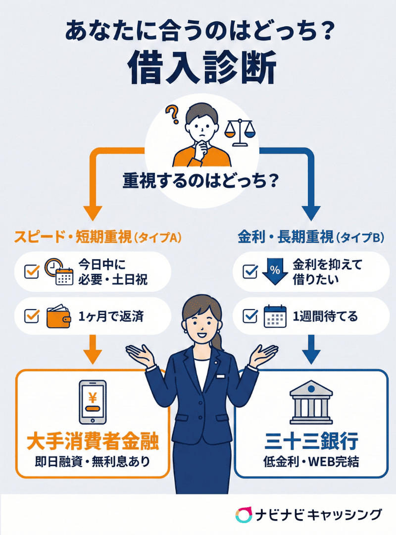 あなたに合うのはどっち?借入診断