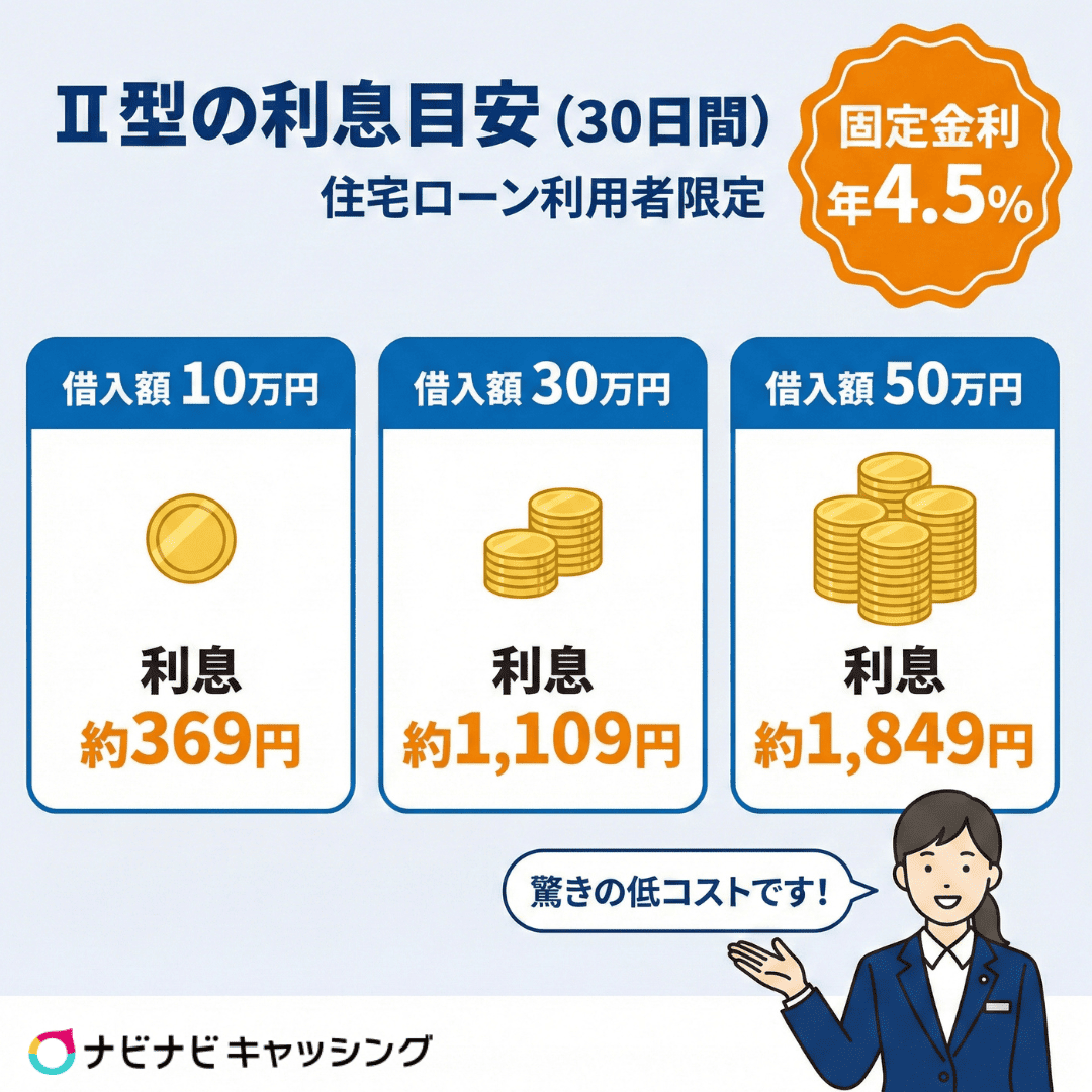 Ⅱ型の利息目安（30日間）住宅ローン利用者限定