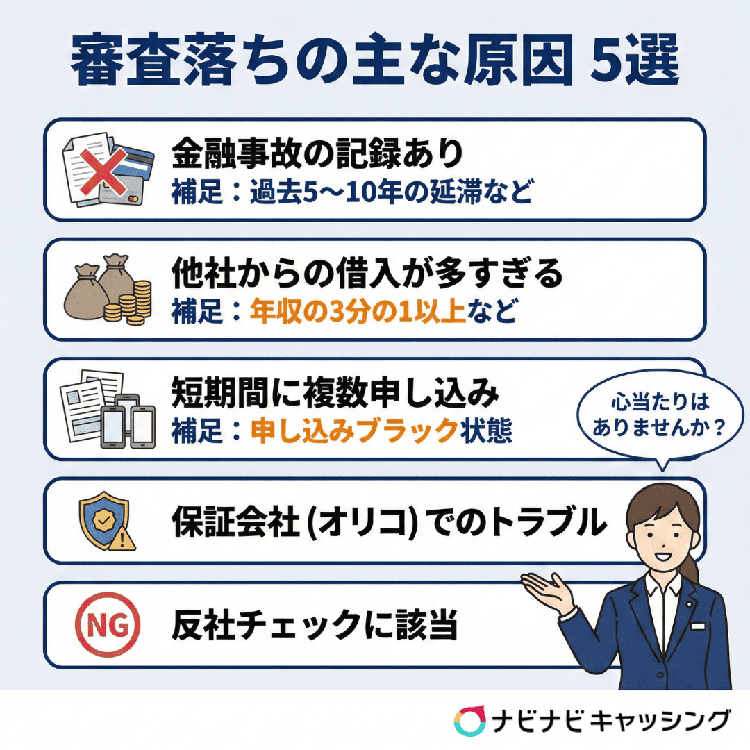 審査落ちの主な原因5選