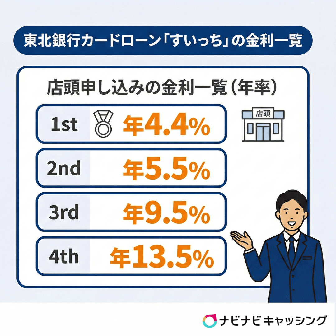 店頭申し込みの金利一覧（年率）