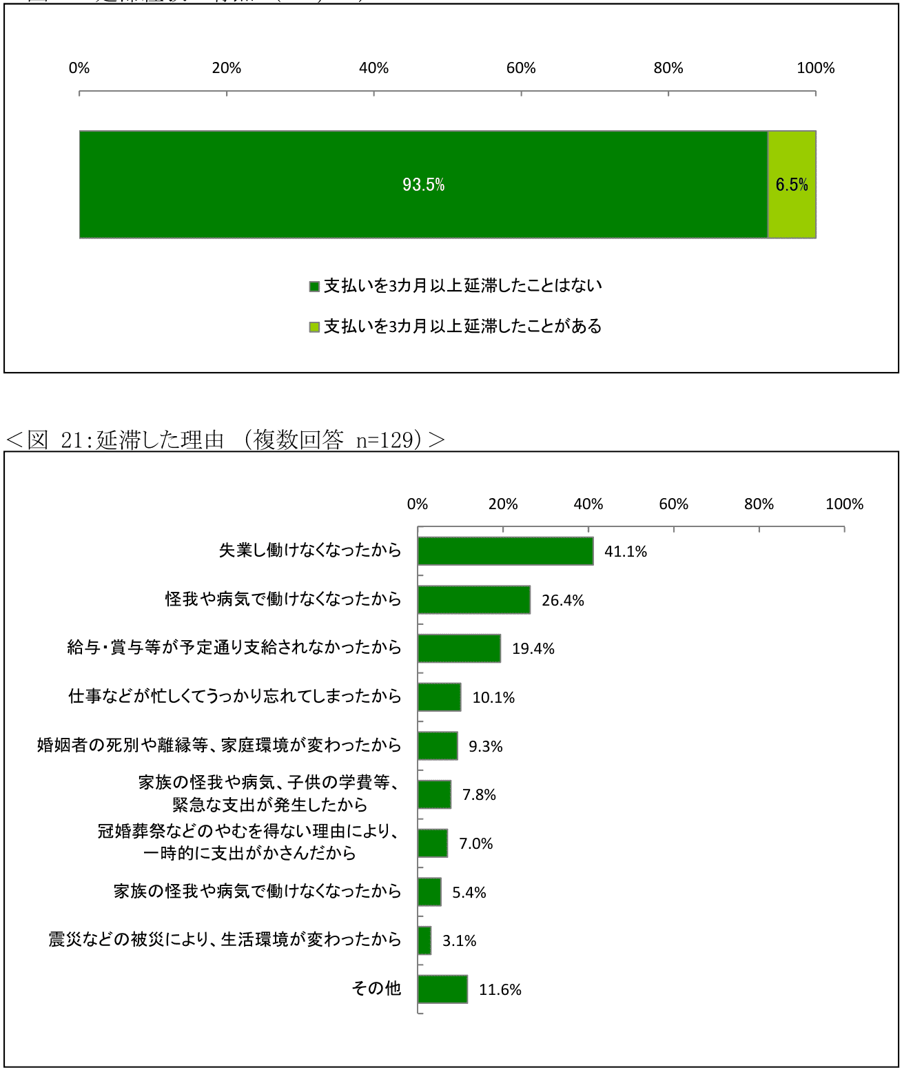 返済延滞理由の調査表