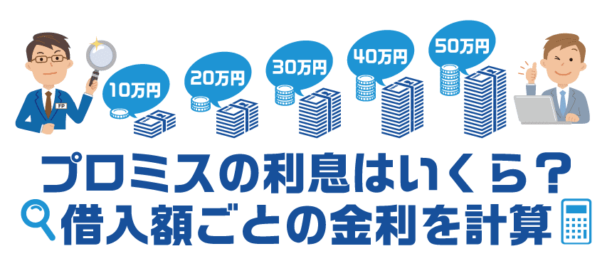 プロミスの10万円～50万円の利息を説明するFP