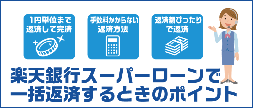 楽天銀行スーパーローンで一括返済のポイントを解説する女性行員